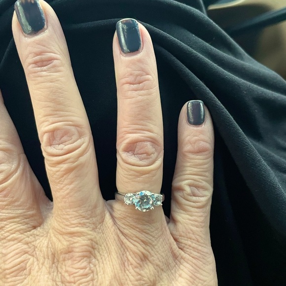 Sterling Silver 925 Past Present Future Diamond Engagement Ring 💍 - Picture 3 of 5